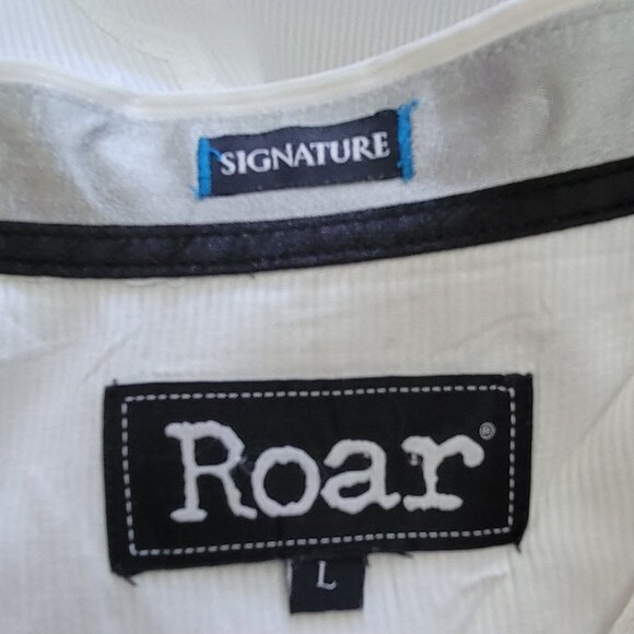 Roar Signature Western Button Down Crisp White Shirt with Tonal Design Size L - Picture 8 of 16
